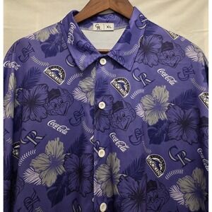 Colorado Rockies Shirt Mens XL MLB Hawaiian Flowers Mascot Coke Button Down